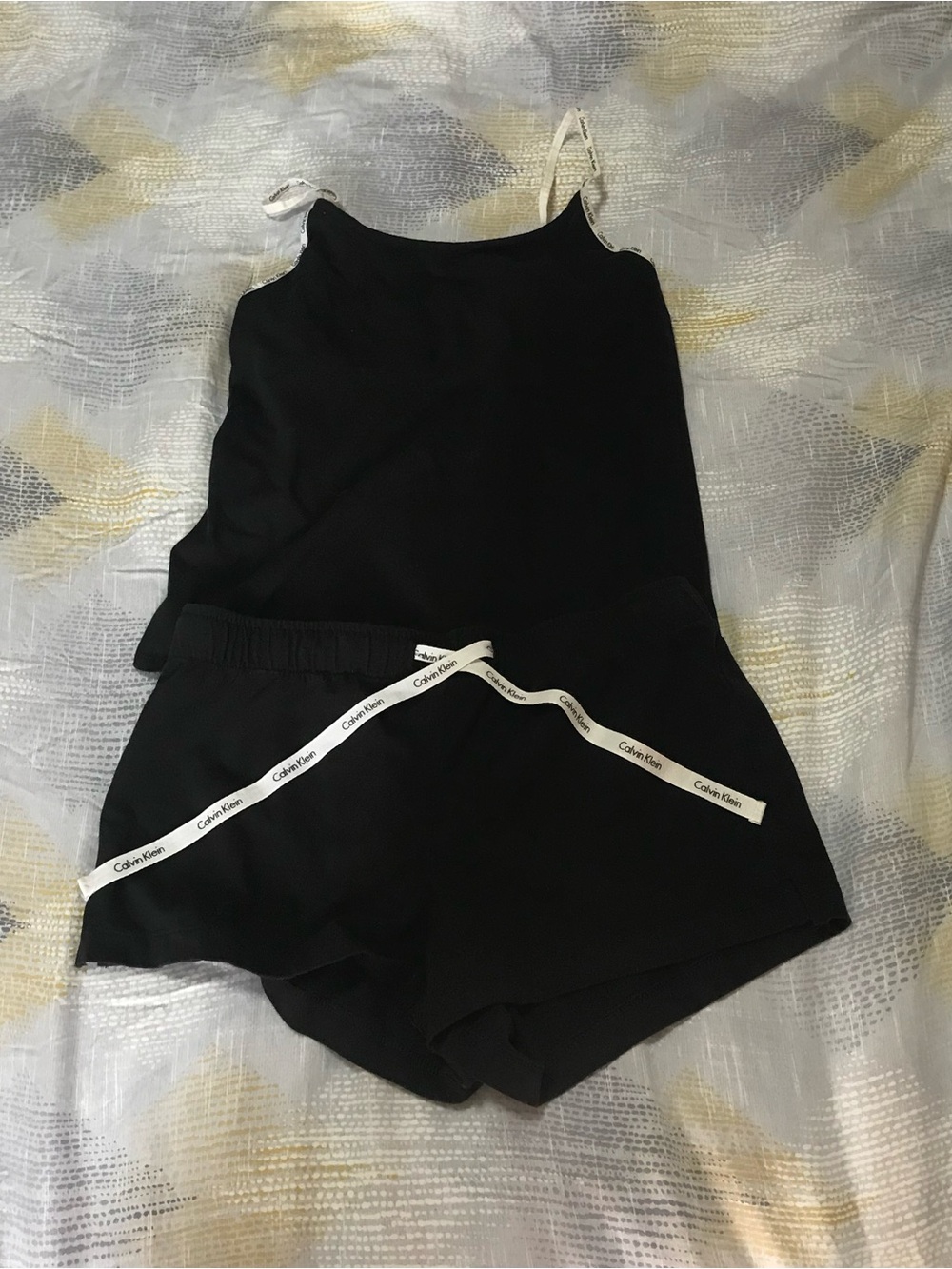 Calvin Klein Black Two-Piece Cami & Shorts Pajama Set with White Logo Trim